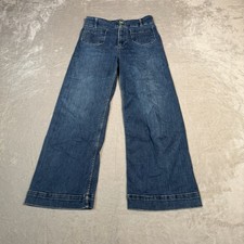 Anthropologie Pilcro Pants Womens 27 Blue Dark Wash The Yaya Mid Rise Crop Flare