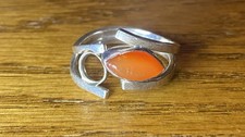 Sterling Silver Size 8 Ring Carnelian Stone 925 Handmade Women s Orange Red