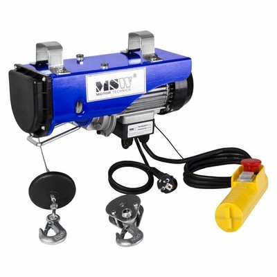 MSW Elektro Hebewinde Riemenscheibe 12m Seilreißfestigkeit 250kg blau 540W