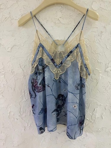 New Women Zadig & Voltaire Summer Lace Flower V-Neck 100% Silk Halter Vest XS-L - Picture 5 of 7