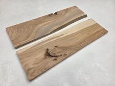 26" Unique Set Of 2 Hickory Live Edge Lumber Wood Kiln Dried Board Slab
