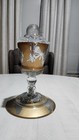 Iridescent Art Glass Light, Gold Tone Bowl, Decorated Butterfly Theme — photo 5