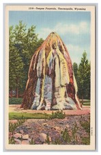 Tepee Fountain Thermopolis Wyoming Big Horn River Hot Springs Linen Postcard