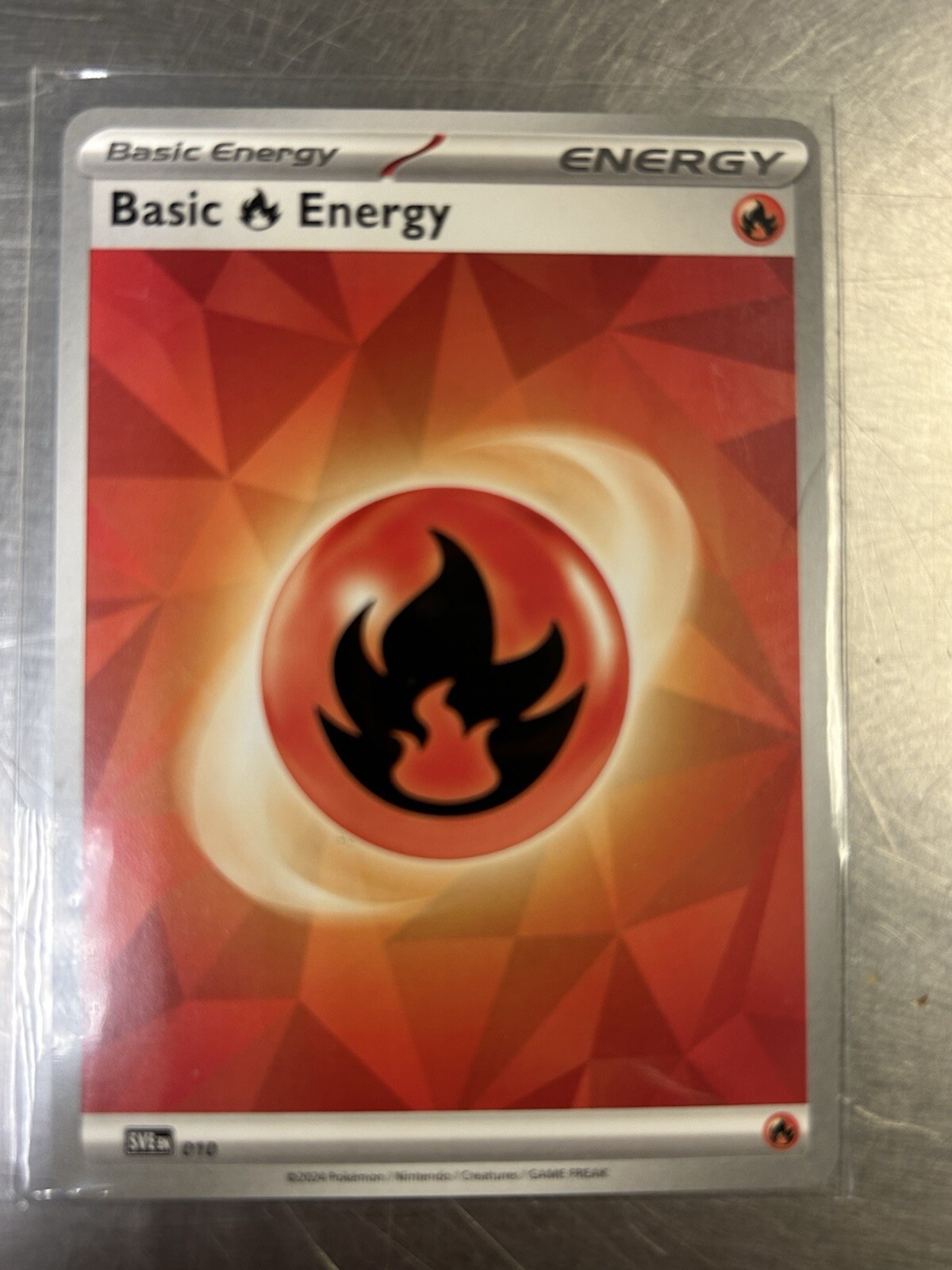 Pokemon Fire Energy Card SVE 010 Stain Glass Stellar Crown Pattern