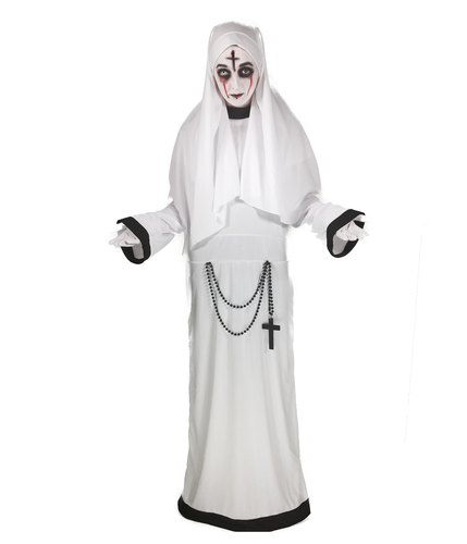 Lady Nun Costume Sister Habit Ghost Scary Mary Halloween Fancy Dress Adult 12/14 - Picture 3 of 4