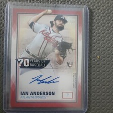 2021 Topps Ian Anderson Auto Rookie red #12/25 70 Years Of Baseball Atlanta 