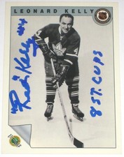RED KELLY SIGNED ULTIMATE ORIGINAL SIX MAPLE LEAFS CARD AUTOGRAPH “8 ST. CUPS”!