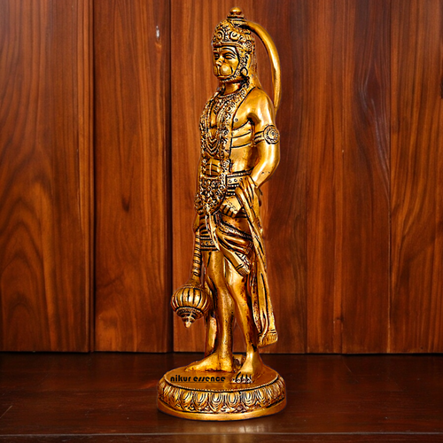 27 cm Brass Standing Lord Hanuman Hindu Deity Idol Statue Religious Art Decor - 第 7/7 張圖片