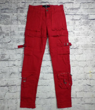 Jordan Craig Jeans Kids 16 Red Cargo Pockets Buckles Skinny Adjustable Waistband