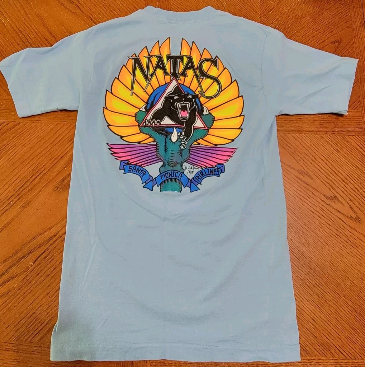 Santa Monica - vintage anvil 猫柄 アート Tシャツ itimi hooked RARE VTG ANVIL 80s SANTA MONICA AIRLINES NATAS KAUPAS