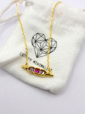 Caitlyn minimalistische horizontale Hülse Stein Amethyst & Turmalin 20'' Halskette