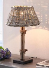 Tischlampe Tischleuchte Treibholz & Weide grau Wohnzimmerlampe Nachttischlampe