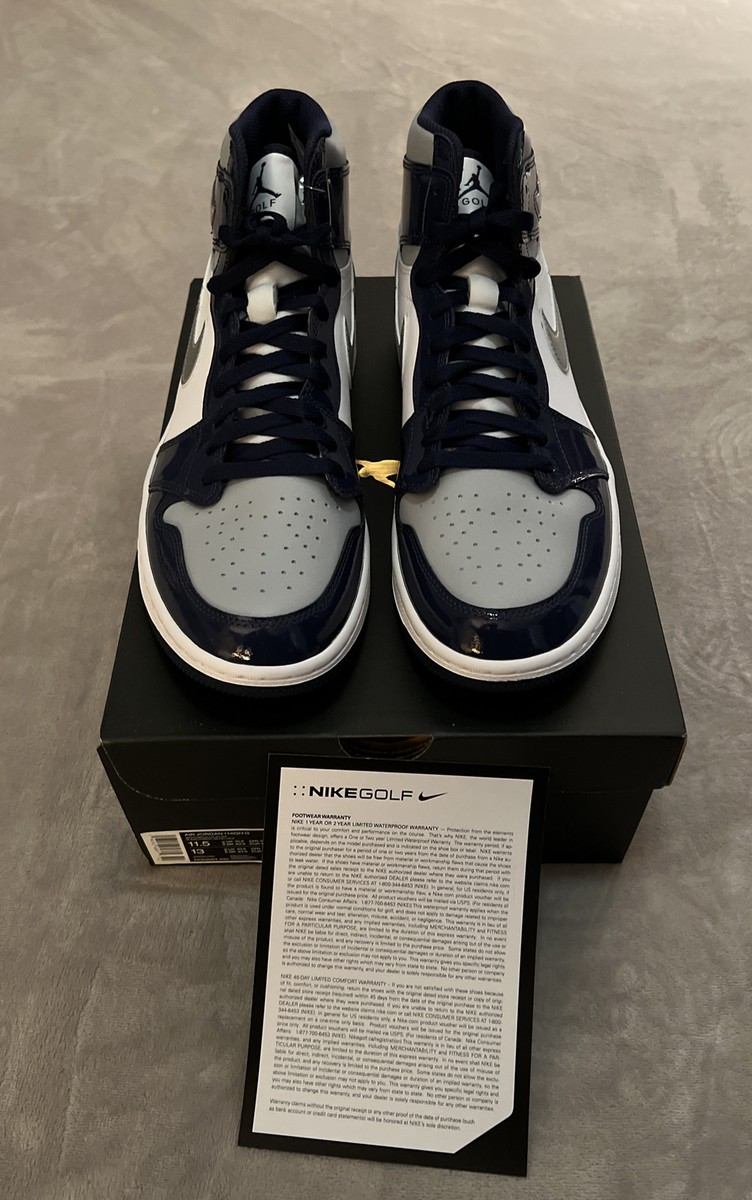 Nike Air Jordan Retro 1 High Golf Patent Midnight Navy Size 11.5