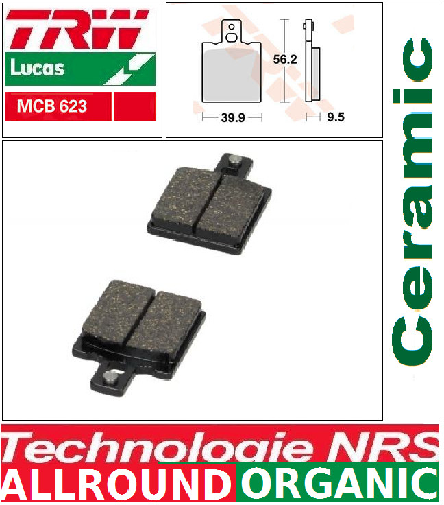 Plaquettes frein arrière TRW MCB623 organique pour moto Honda CRM 125 1990-1997