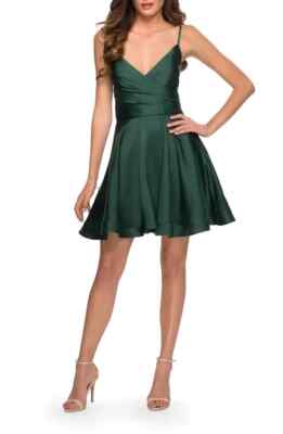 La Femme Fit & Flare Minidress in Emerald at Nordstrom, Size 12