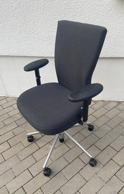 Vitra T-Chair Bürostuhl Drehstuhl Bürodrehstuhl Stoff Grau Gestell Chrom