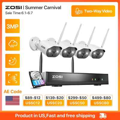 3MP Wireless Security Cameras System with 8channel H.265 2K CCTV NVR & 3MP