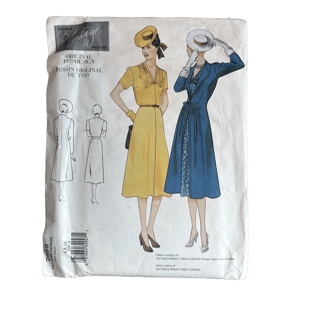 Vogue+Vintage+2669+Dress+Pattern+1939+Uncut+Size+6-8-10 for sale online ...