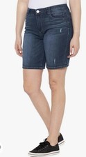 Democracy Women's 7 High Rise Ab Solution Shorts Blue Indigo Jeans Size 2 New