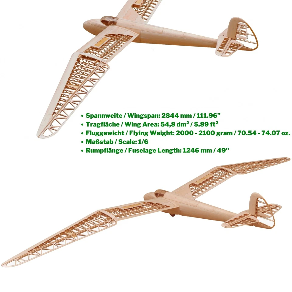 Gö-3 Minimoa Modellflugzeug Bausatz 2844 mm Spannweite Holz Segelflugzeug Kit - Bild 2 von 4
