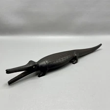 Vintage Wood Carved Alligator Crocodile Figure Dark Wood 14"