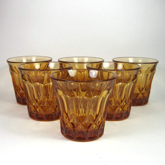 Noritake PERSPECTIVE AMBER Double Old Fashioned Glasses Set of 6 Glass