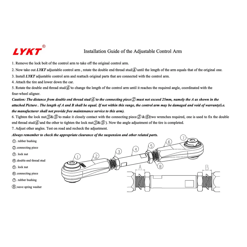 LYKT 4pcs Alignment Arms Rear Camber&Toe Kit for Honda Civic、Accord、CR-V、Insight - Image 4 of 4