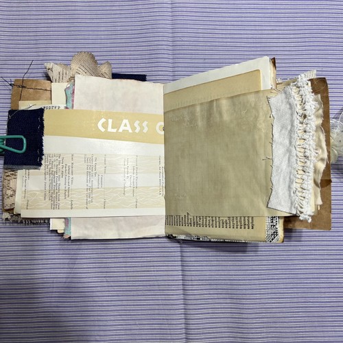 Lace-Covered Fabric Junk Journal • Neutral Handmade Journal with Beads & Ribbon - Picture 8 of 13