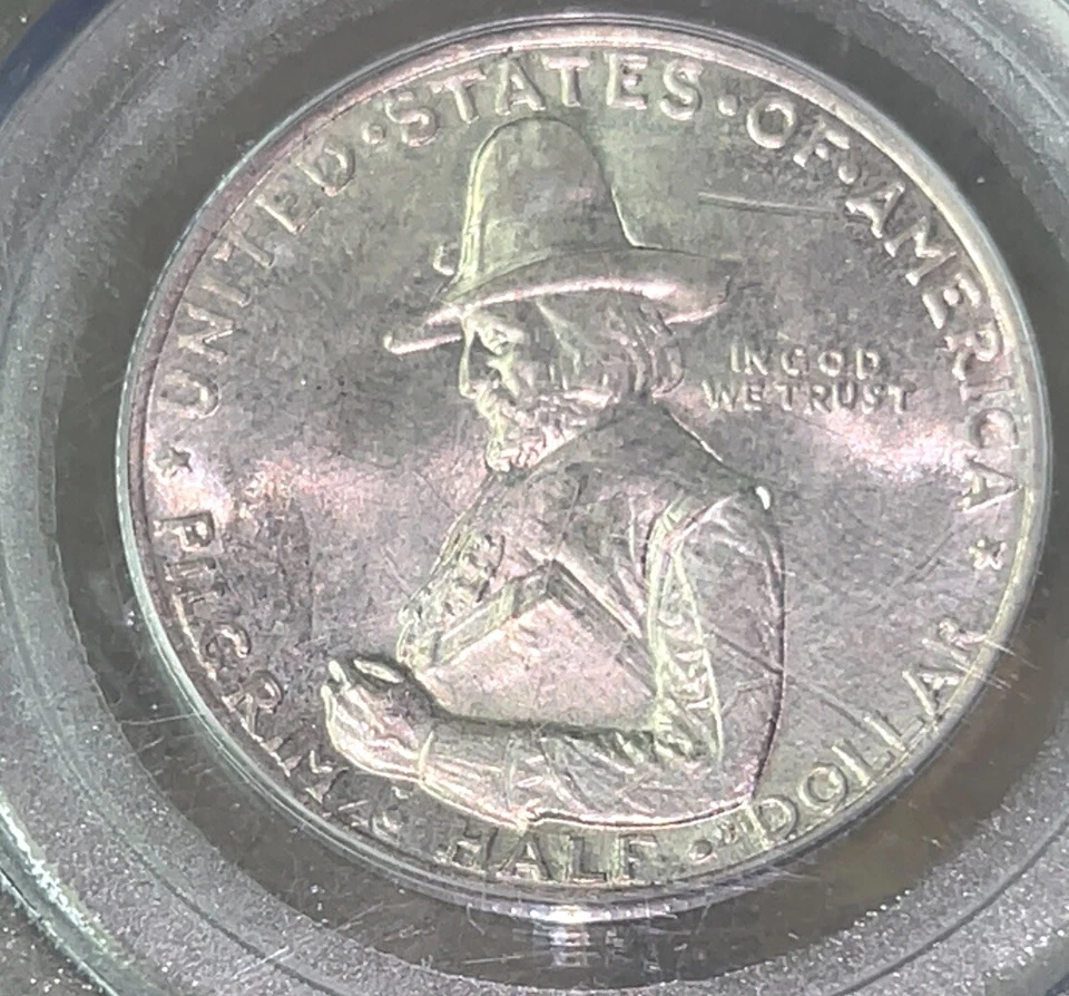 1920 US Mint Pilgrim Commemorative Silver 50C PCGS MS65 Only 152k Minted Rare!!! - Image 2 of 4