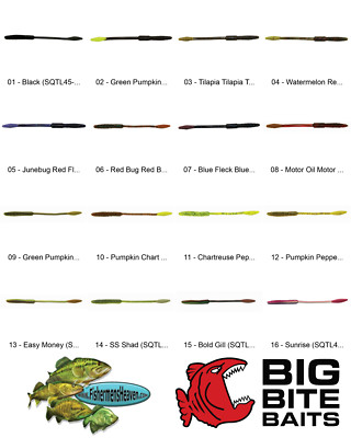 Big Bite Baits Squirrel Tail Worm (SQTL45) Any 16 Colors 4.5 Inch Fishing Lures