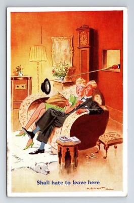 Comic Postkarte: A.B. Martin. Verspätete Gäste. Unbespielt.