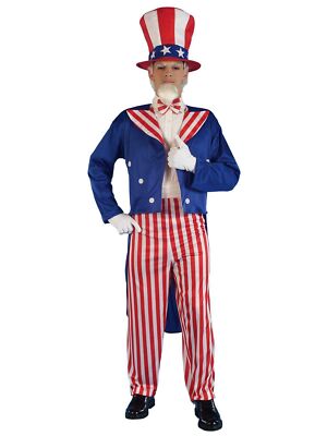 Adult Uncle Sam Costume Patriotic Jacket Pants Hat 4th of July USA Outfit