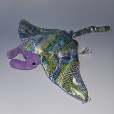 Juguete de peluche de manta raya para artistas de vida silvestre raya púrpura verde azul plata