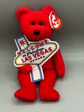 Ty ACES Las Vegas Red Beanie Baby Teddy Bear Plush Toy Doll NEW