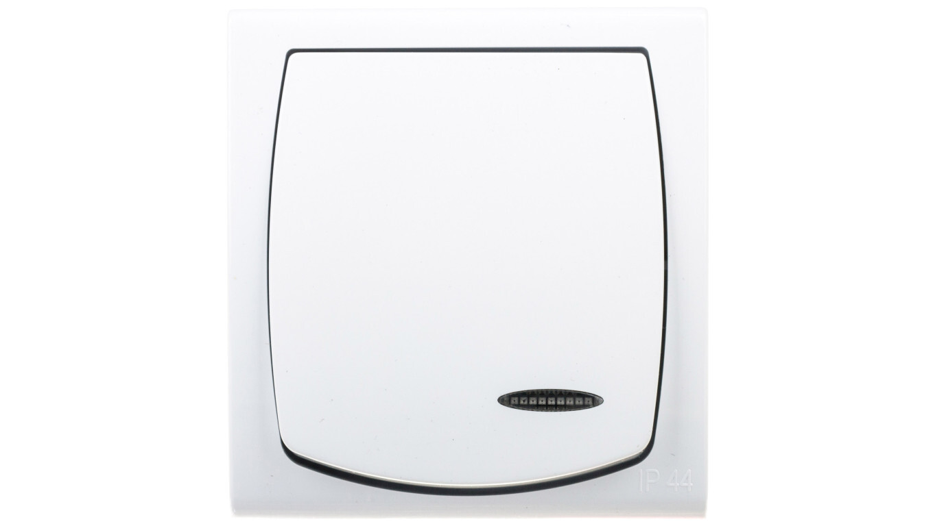 MADERA Hermetic single switch with illumination IP44 white ŁNH-1NS / 00 /T2UK