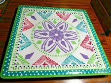 HD Designs Indoor/Outdoor Melamine 14"x14" Square Colorful  Serving Tray     526