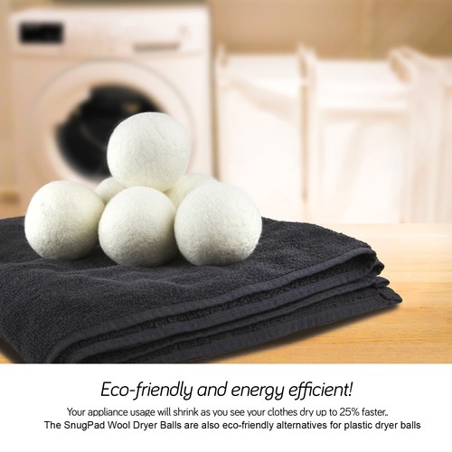 Bolas de secadora de lana suavizante de tela natural, orgánico, (6 piezas) + bolsa reutilizable ZG-Home - Imagen 6 de 8