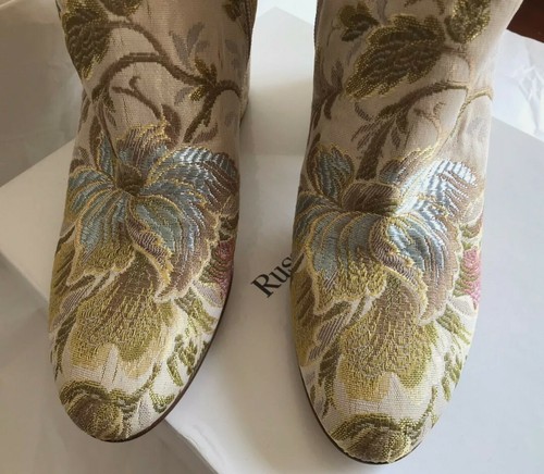 Russell And Bromley Floral Embroidered Fabric Chunky Heel Ankle Boot 37 1/2 BNW - Picture 3 of 5