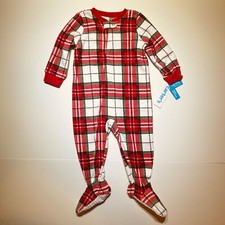 NWT Carter s Fleece Holiday sleeper Christmas red plaid PJ 18m zip footie 22