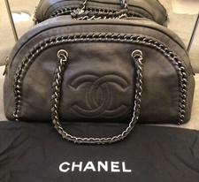 CHANEL Luxury Line Chain Large Boston Shoulder Bag Leather Black