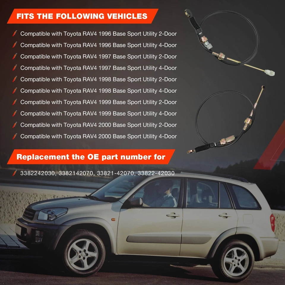 2x Cable de control de cambio de transmisión manual para Toyota RAV4 1996-2000 33821-42070 Foto 2 de 4