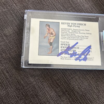 Kevin Von Erich Signed 1985 WCCW Family Hemphill & Peak Board Game Card 