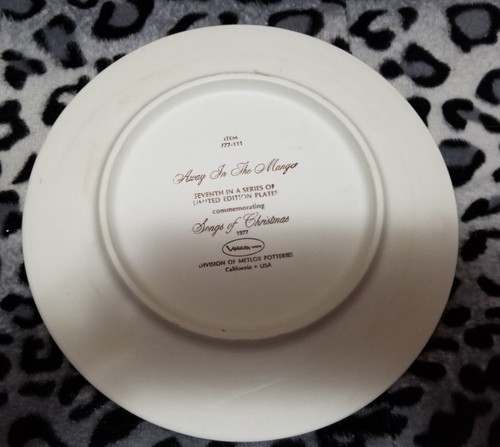 1977 SONGS OF CHRISTMAS AWAY IN THE MANGER Limited Edition Plate Metlox Potterie - Picture 3 of 7
