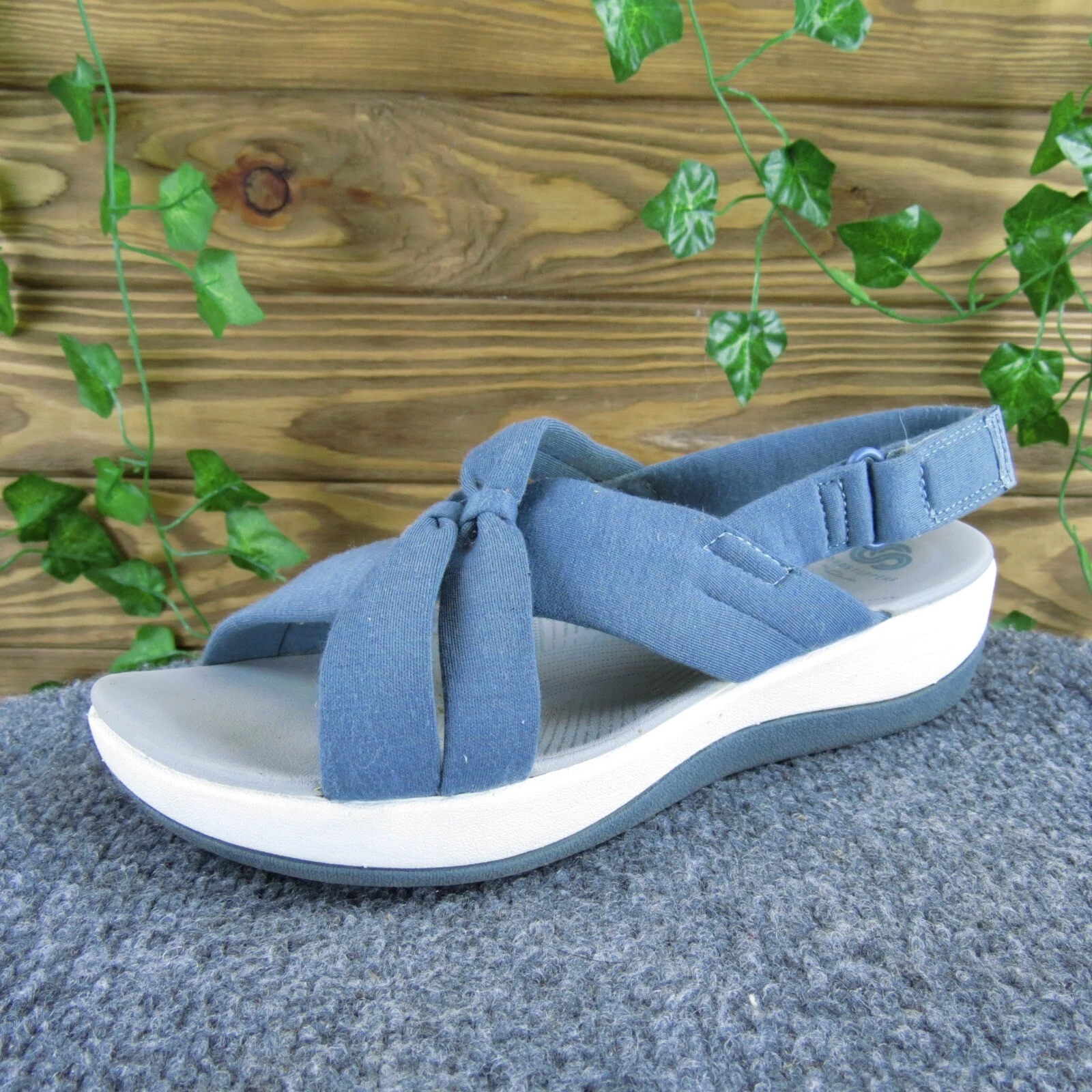 Sandali Clarks Cloudsteppers tessuto nodo regolabile blu comodi misura 7 5 larghi