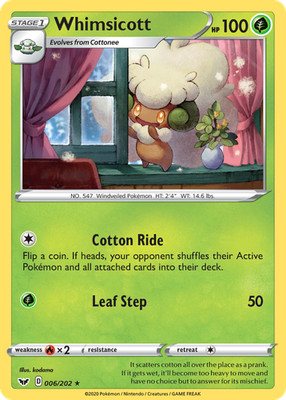 Whimsicott 006/202 R Sword & Shield Pokemon NM/M