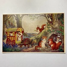 VTG Postcard The Visitors Medici Society Anthropomorphic Kitty Squirrel Mouse