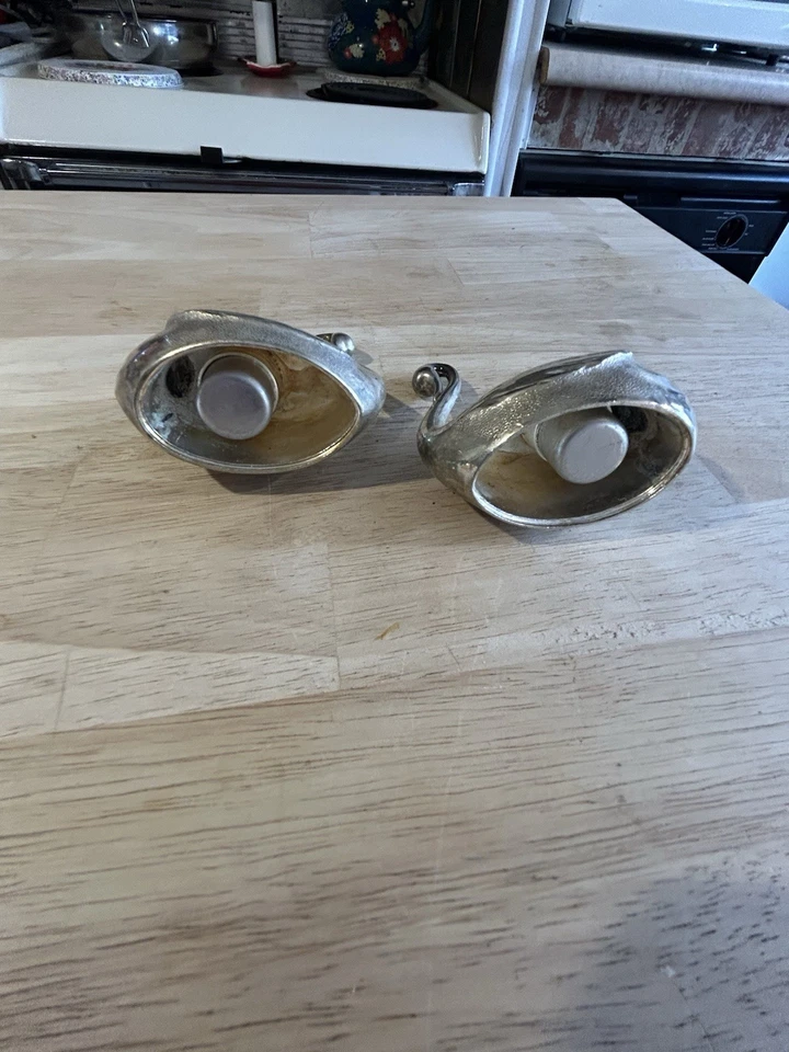 VTG Silver Plated Metal Swan Candlestick Holder Set of 2 - Image 4 of 4