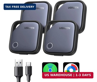 UGREEN Finder Duo (iOS and Android) Air Tracker Tags 4 Pack, Rechargeable Androi
