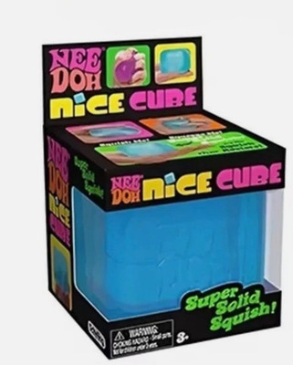 Schylling NeeDoh Nice Cube -Sensory Squeeze Toy with Super Solid 1X Blue IN HAND