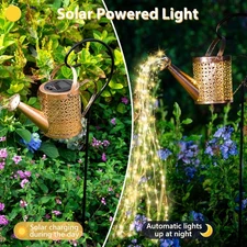 1/2PCS Solar Watering Can Light Garden Outdoor Waterproof Kettle Yard Lamp 2Size